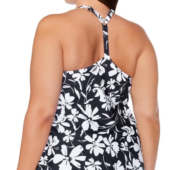 Island Escape Women's Plus Size T-Back Underwire Tankini Top Size 16W - Picture 2 of 4
